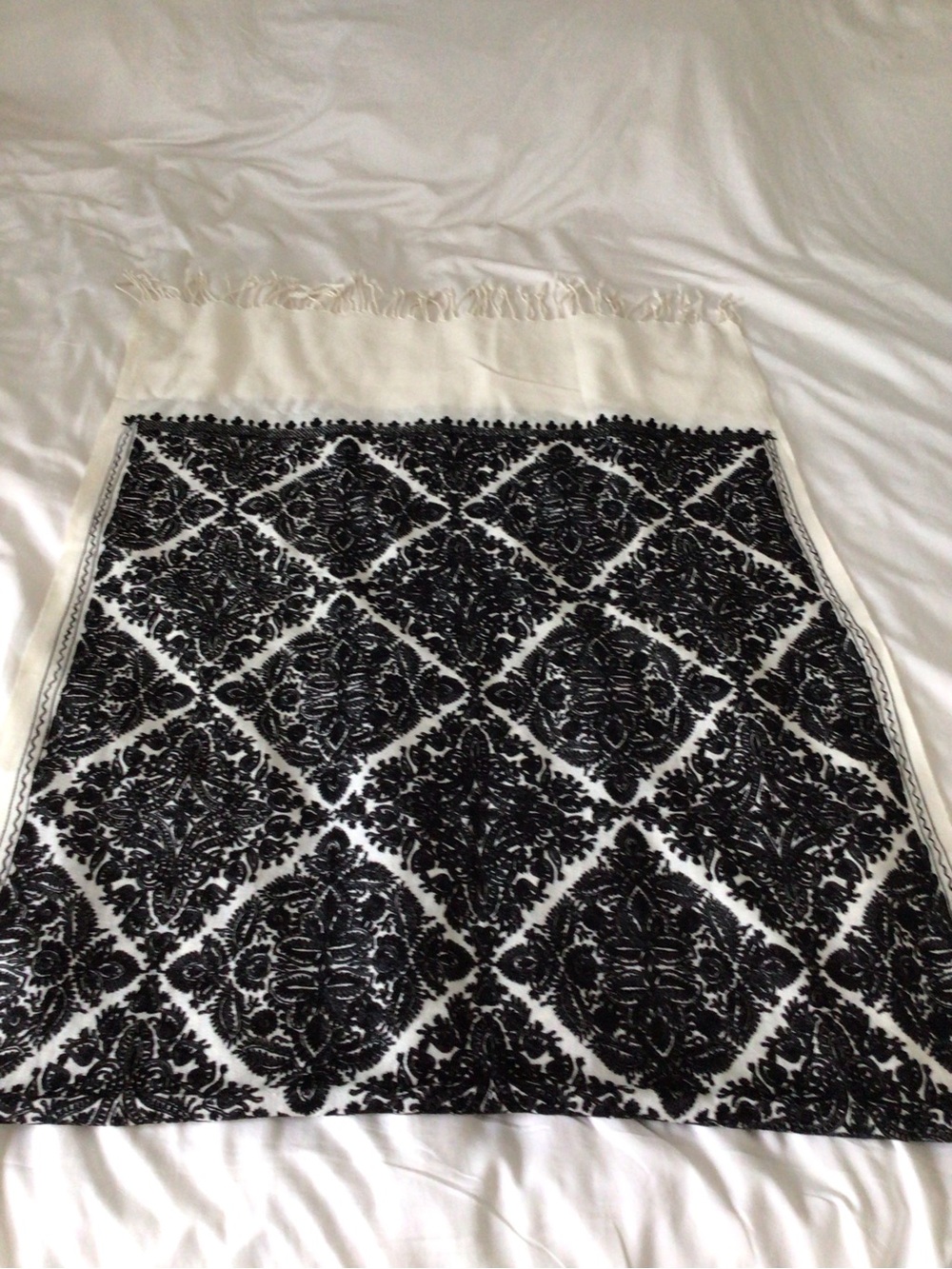 Scarf Embroidered Black Floral